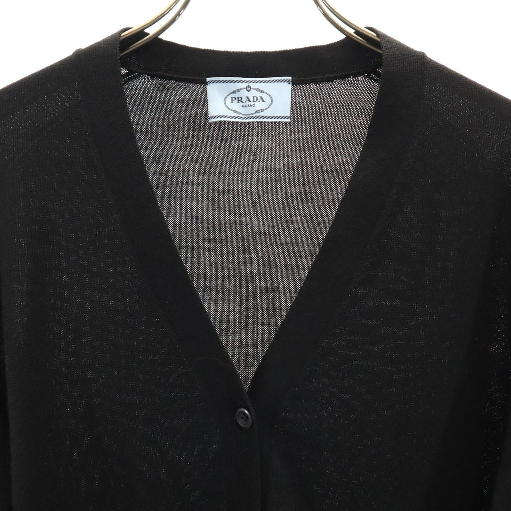 Prada Вязаный кардиган с V-образным вырезом и длинными рукавами 38 черный Женский Б/У