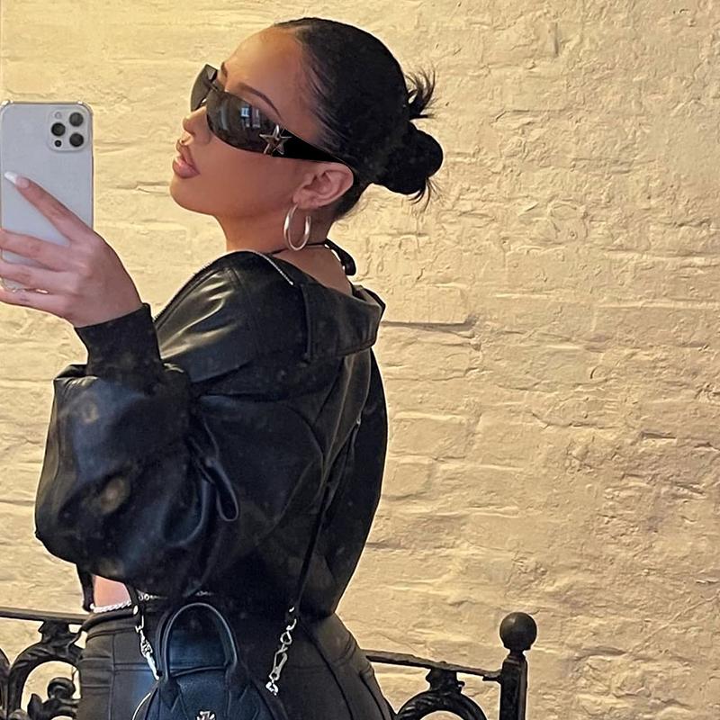 Солнцезащитные очки без оправы Y2K для женщин и мужчин, модные солнцезащитные очки Shield Wrap Around, большие модные солнцезащитные очки без оправы