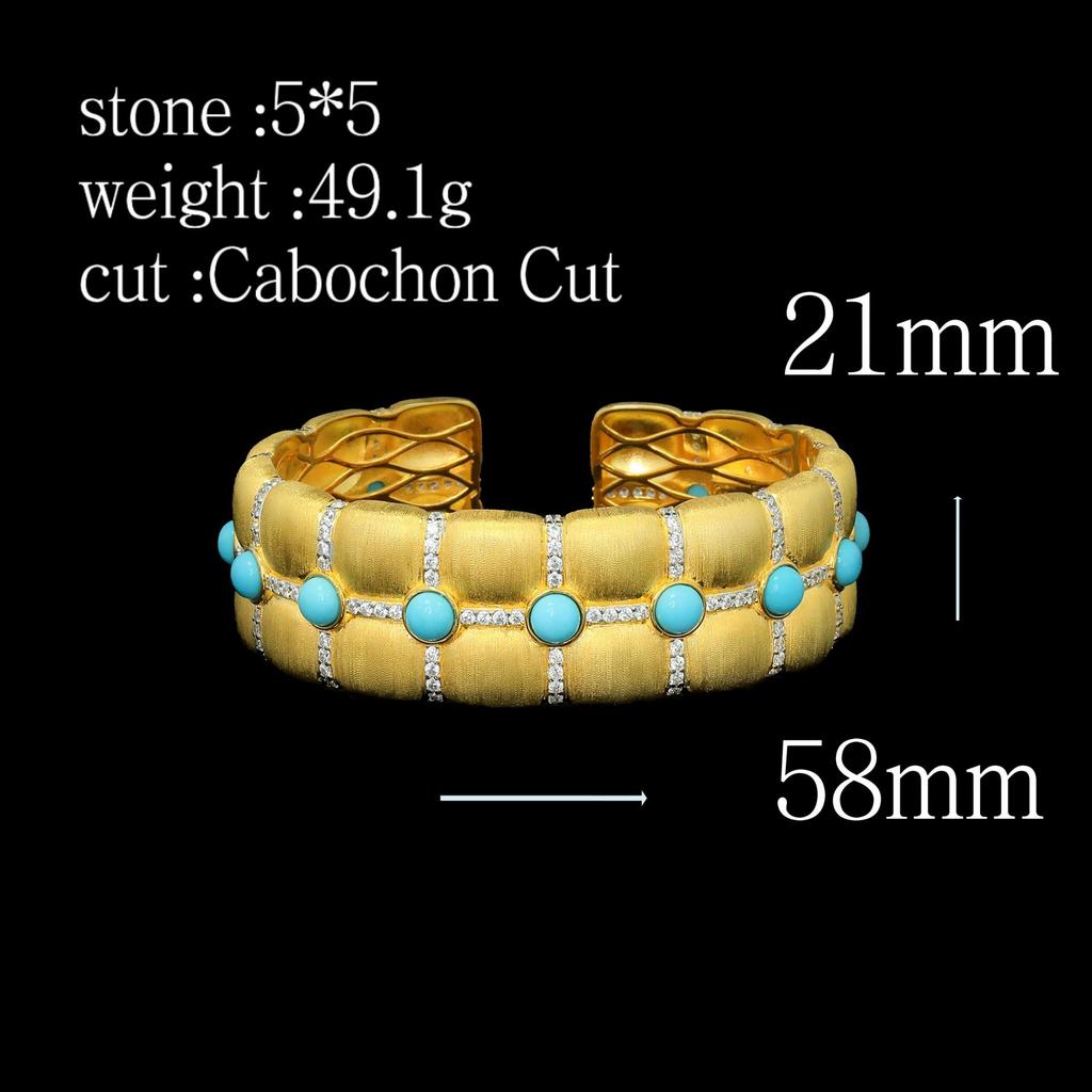 WUIHA 925 Sterling Silver Lab Sapphire Turquoise High Carbon Diamonds Gemstones Wedding Engagement Bracelet Bangle Fine Jewelry