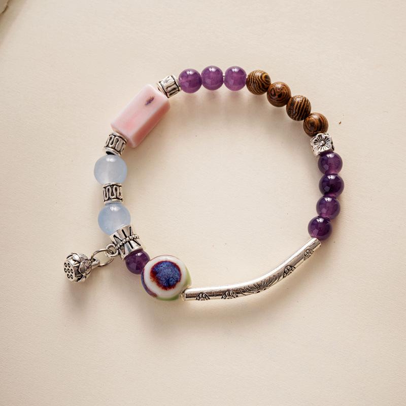 Керамический браслет ювелирные изделия модный цветочный глазурь бисерный браслет многоцветный повседневный богемный браслет