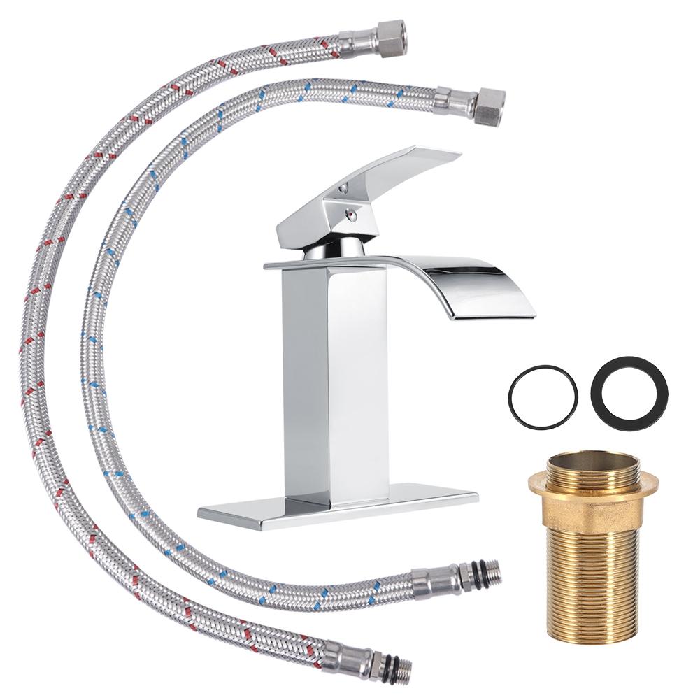 3/8 Standard Wide Spout Single Hole Brass Waterfall Hot and Cold Water Faucet Basin Water Tap