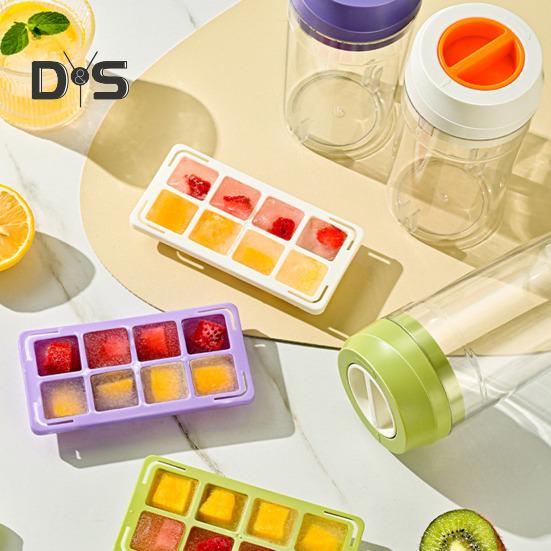 Портативный льдогенератор, бутылка для воды без бисфенола А и лоток для кубиков льда 2 в 1 с поворотным механизмом выпуска, герметичные принадлежности для путешествий, кемпинга, домашнего офиса