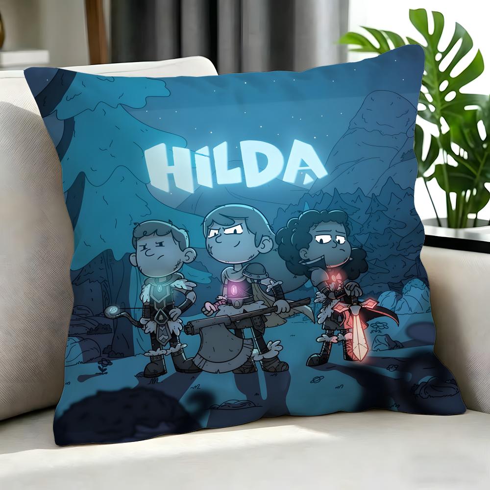 Cartoon Hilda Cushion Cover Cushion Cover Set 4Pcs 50X50 45X45 40X40 Pillowcase Decorative Sofa Home Decor