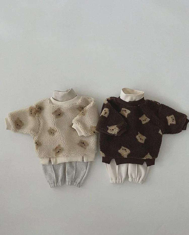 Детские повседневные брюки с подкладкой из корейского бархата на весну и осень - детские брюки унисекс