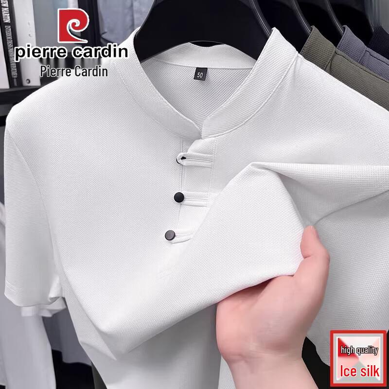 Pierre Cardin Мужская китайская футболка с коротким рукавом из ледяного шелка
