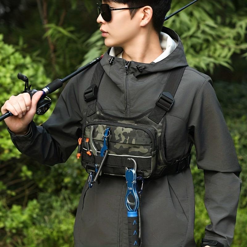 1-Piece Men's Outdoor Chest Bag Made of Oxford Cloth, Suitable for Cycling, Vest-Style Backpack, Trendy Street-Style Small Bag, Outdoor Adventure, Cam