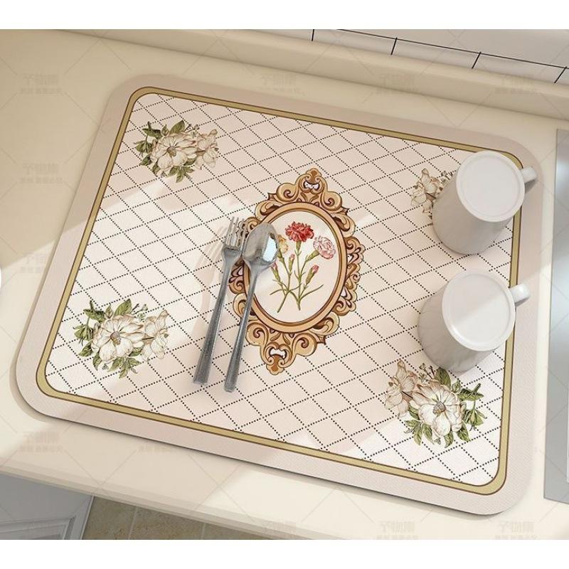 Диатомовая земля Нескользящий коврик Кухонный дренажный коврик Подставка с теплоизоляцией Коврик для впитывания воды