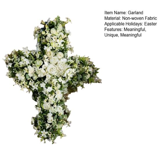 Garland Easter Wreath for Front Door Faith-Inspired Spring Decoration with Realistic Greenery And White Flowers Religious Indoor Porch Decor Gift