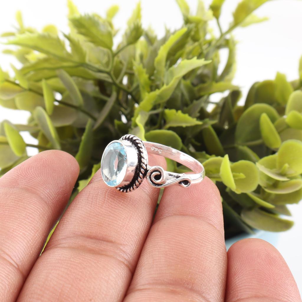 Sky Blue Topaz Gemstone Ring, Handmade Gorgeous Jewelry, 925 Sterling Silver Jewelry, Ring For Wedding Gift