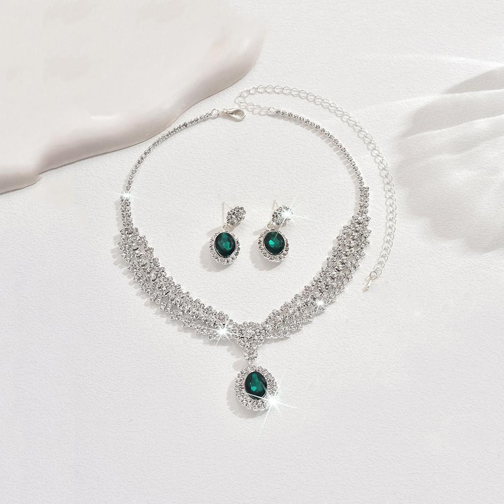 3/4pcs Bohemian Palace Style Colored Zircon Inlaid Women's Necklace Earrings Bracelet Set Party Banquet Dress with Accessories