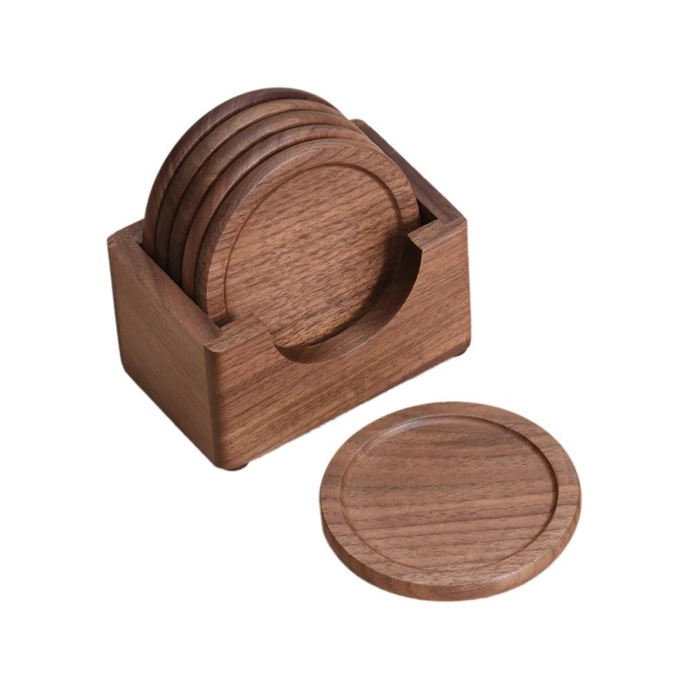 6pcs/set Round Teacup Mat Japanese Style Insulated Placemat Teaware Wood Coaster Gift