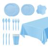 Однотонная серия посуды Светло-голубой бумажная тарелка бумажный стакан бумажная салфетка скатерть одноразовые товары для вечеринок
