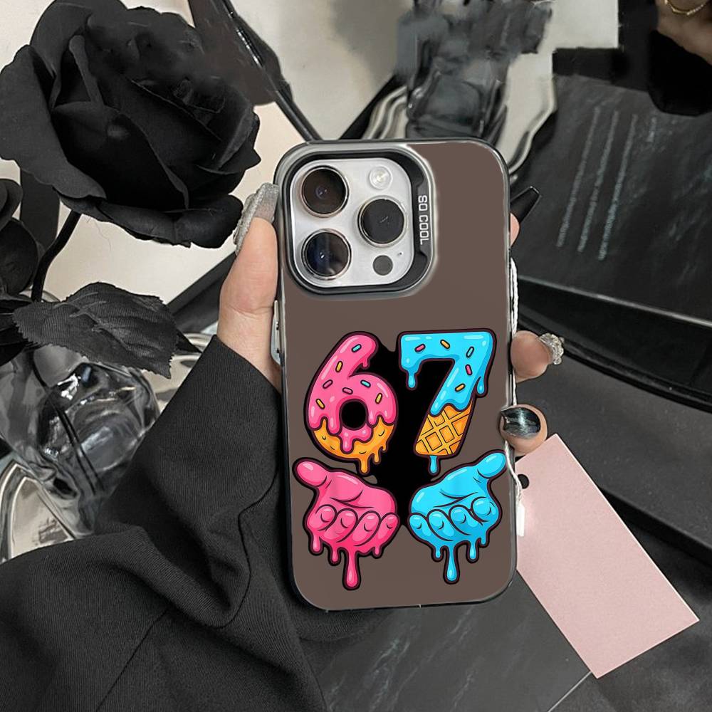 Six Seven S-67 Phone Case For iPhone 17,16,15,14,13,12,Pro MAX Black Matte Shockproof Cover