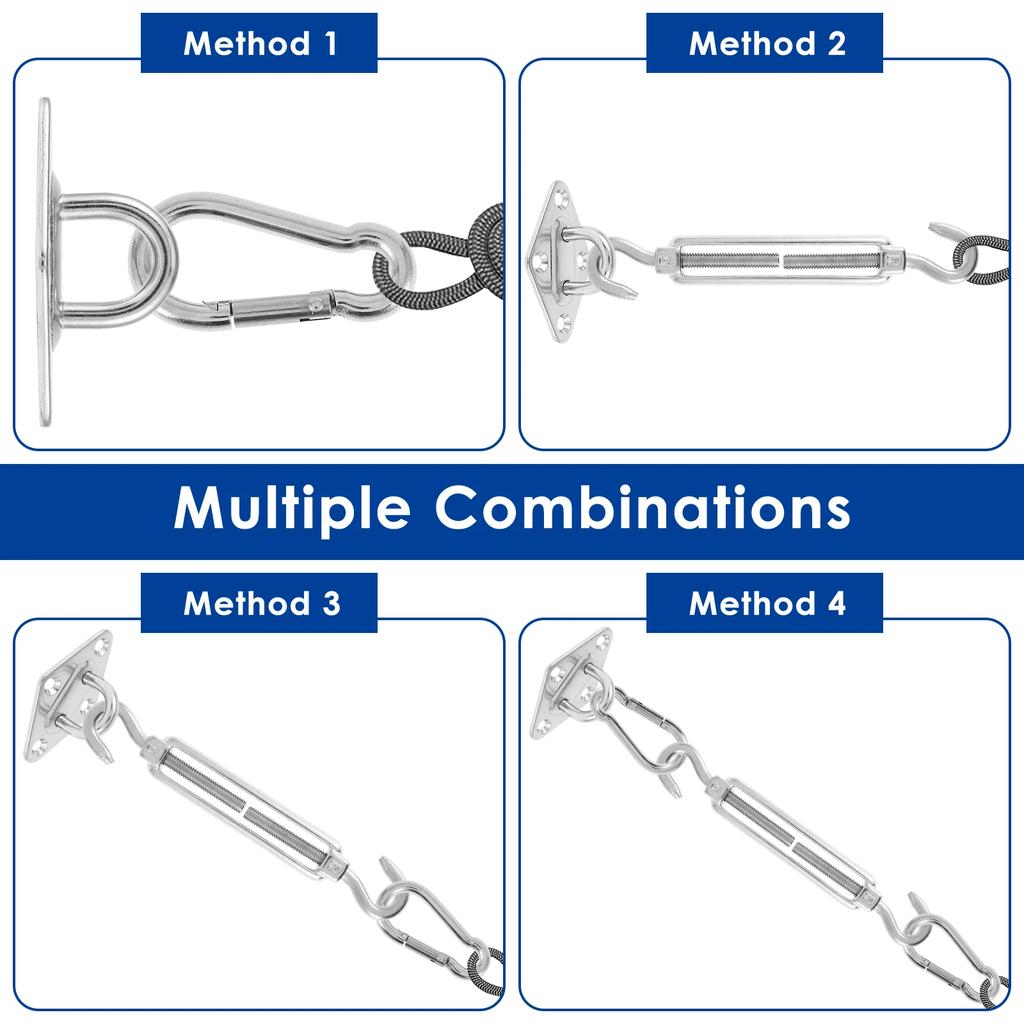 8Pcs Sun Shade Sail Hardware Kit Stainless Steel Sunshades Canopy Installation Kit for Install Awning Accessories Heavy Duty