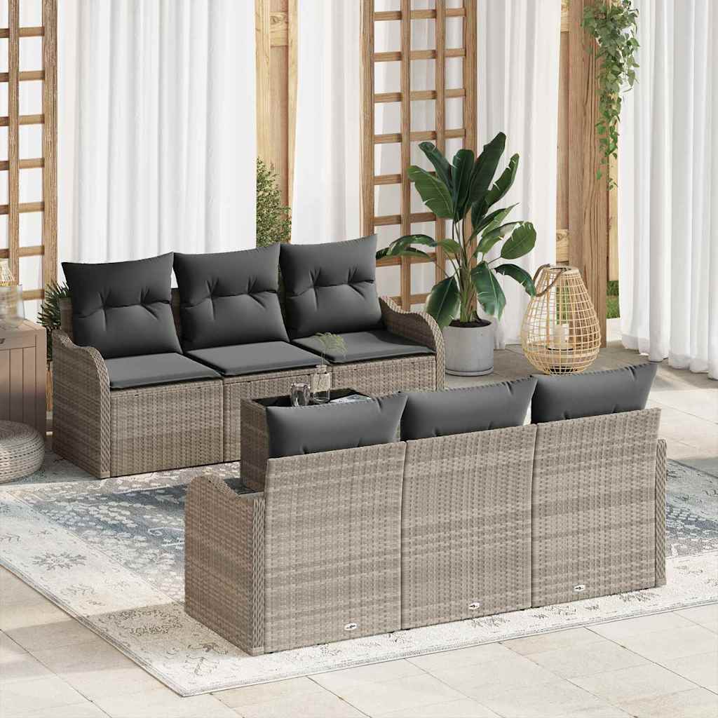 Garden Sofa Set Light Grey 55 x 55 x 37 cm Poly Rattan
