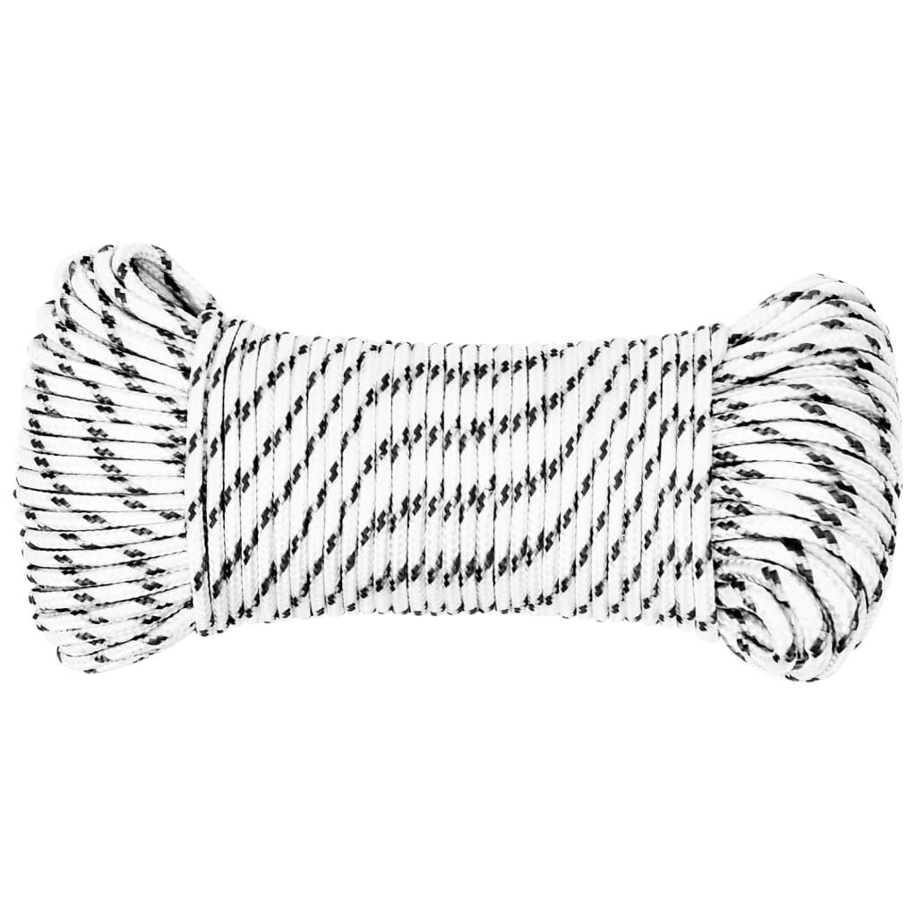 Vidaxl Pleciona Linka Żeglarska, Biała, 3 Mm X 50 M, Poliester