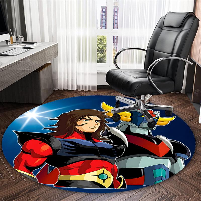 1pc UFO Robot Grendizer3 Print Round Carpet Chair Round Carpet Suitable for Bedroom Living Room Home Decorative Carpet