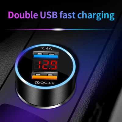 4.8a автомобильный прикуриватель двойное зарядное устройство для телефона USB 12v-24v светодиодный дисплей Qc3.0 быстрая зарядка алюминиевый сплав смартфон автомобильное зарядное устройство