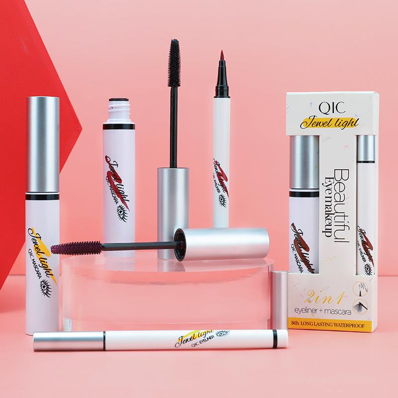 Набор цветной подводки для глаз, комбинированная водостойкая и несмазывающаяся густая подкручивающаяся тушь
