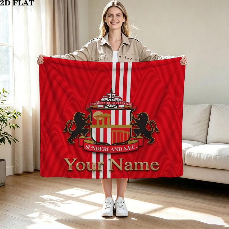 1PC Sunderland A.F Custom Name Patterned Flannel Blanket Suitable For All Seasons for Home Decor Warmth and Comfort Gifts Holiday Present