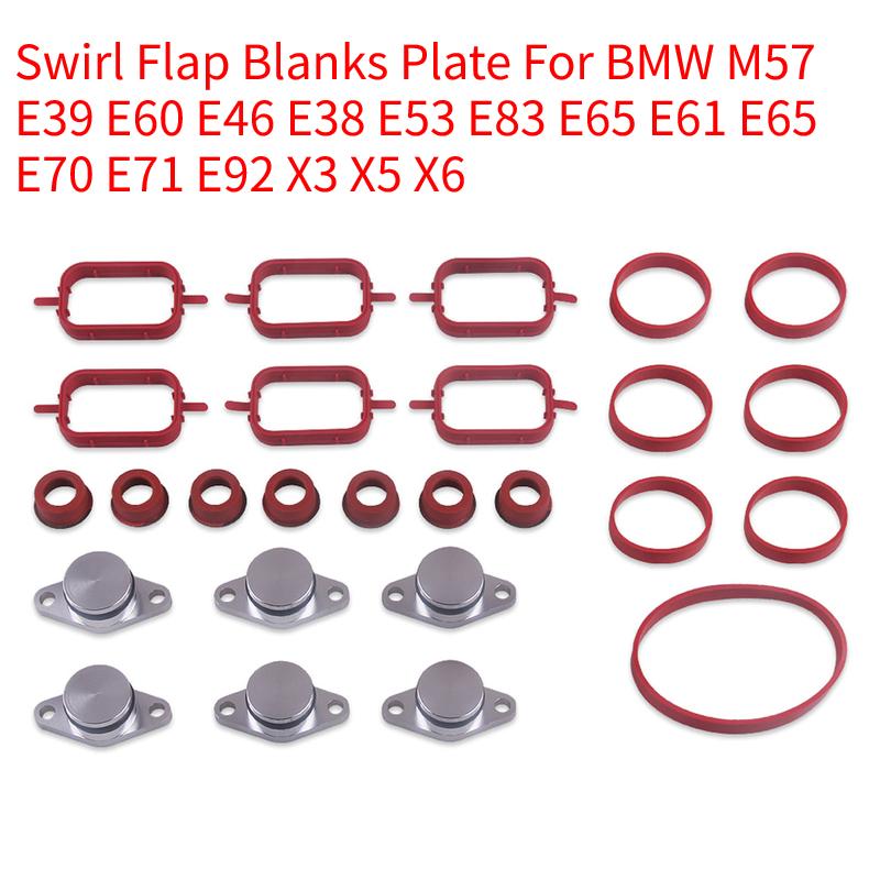 Swirl Flap Blanks Plate Intake Inlet Manifold Gasket Seal For BMW M57 E39 E60 E46 E38 E53 E83 E65 E61 E65 E70 E71 E92 X3 X5 X6