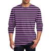 Spring and Autumn Round Neck 3D Printed Striped T-shirts Fashionable Casual Long Sleeved Men's T-shirts