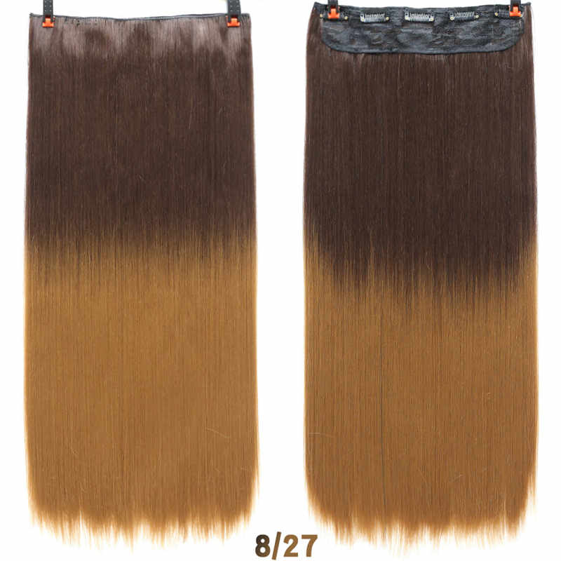 Длинные прямые накладные волосы на клипсе, 24 дюйма, синтетические искусственные волосы для женщин