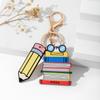 English Letter Pencil Rainbow Keychain Geometric Shape Teacher Education Pendant  Thanksgiving Gift