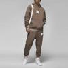 Jordan Solid Color Logo Patch Drawstring Hoodie With Fleece Lining Long Sleeve Men Tops Light-Brown DQ7339-274