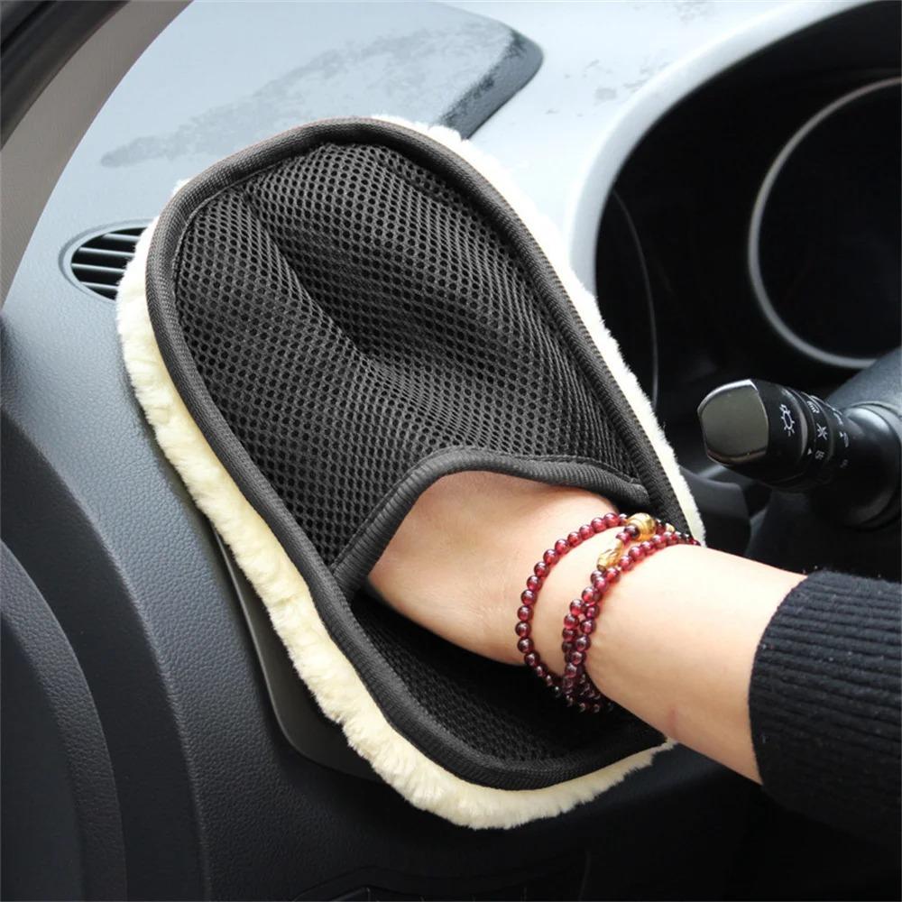 Car Washing Imitation Wool Velvet Gloves Thickened Plush Car Wiping Gloves waxed Thickened Polished Car Cleaning Beauty Gloves