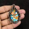 Колючая устрица Медь Бирюза Подвеска Драгоценный камень Подвеска Медная проволока Обернутая подвеска Медные украшения ручной работы Дизайнерский кулон Подарок для матери
