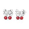 Red Series Original 925 Sterling Silver Snowflake Christmas Hoop Earrings For Women Wedding Christmas Festive Jewelry Gift