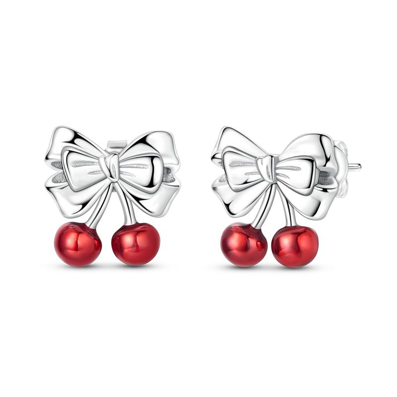 Red Series Original 925 Sterling Silver Snowflake Christmas Hoop Earrings For Women Wedding Christmas Festive Jewelry Gift