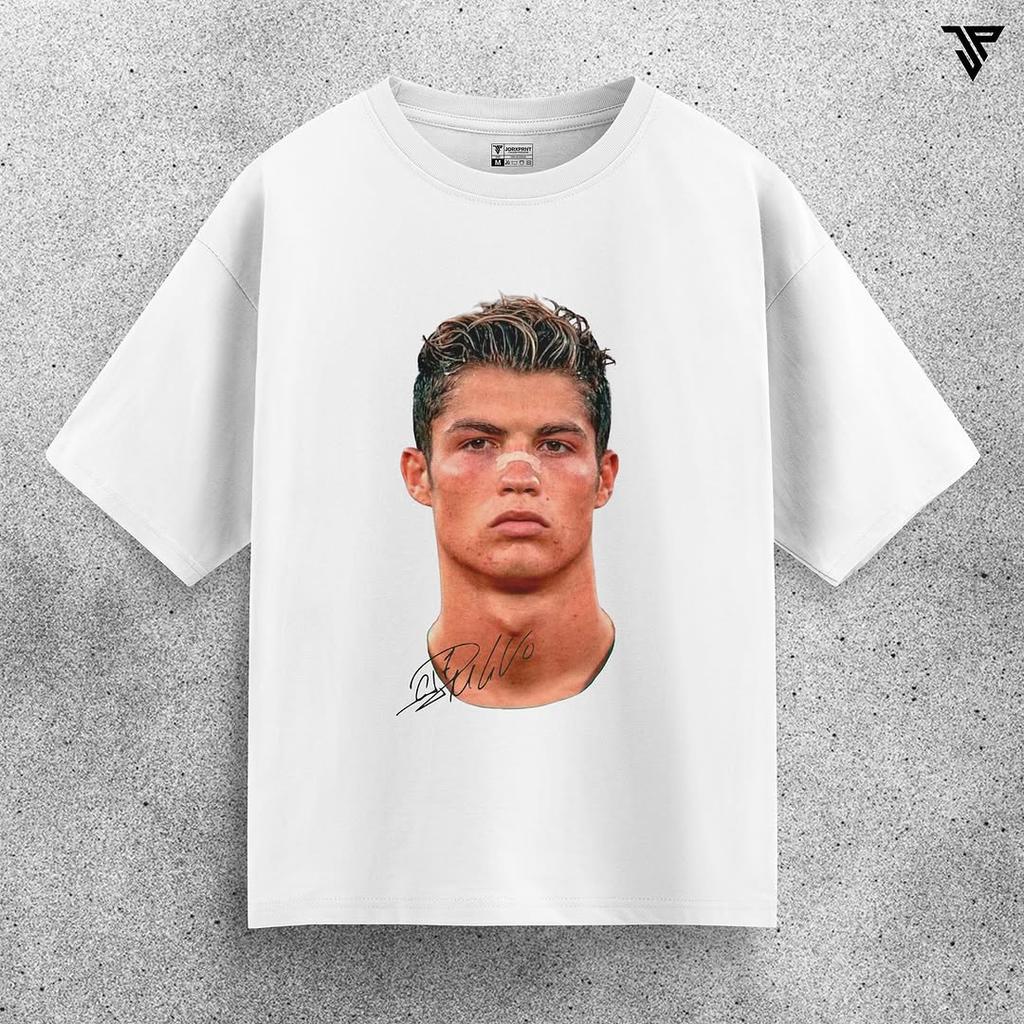 25ss New Big Face Print T-shirt Cristiano Ronaldo Football Superstar Short Sleeves Color Print Man Women Unisex Oversized Tees