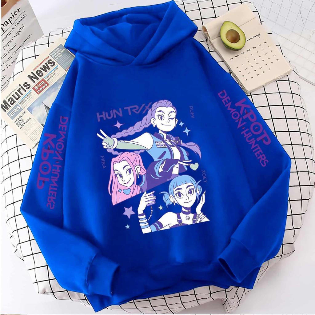 KPop Demon Girls Fashion Casual Sweatshirt Movie New Kids K-Pop Demon Hunters Hooded Tops Toddler Girl Clothes Hunters Hoodie