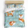 Cartoon Animal Fox Orange Blue Leaves Bedding Set 3pcs Duvet Cover Pillowcase Kids Adult Quilt Cover Double Bed Set Home Textile