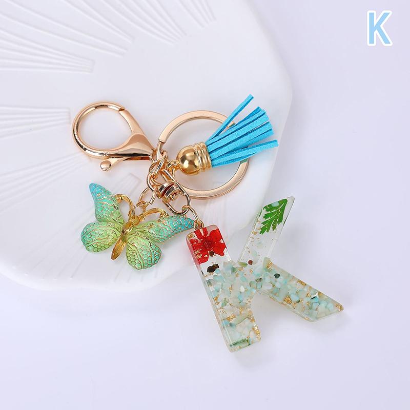 AZ Dreamy Sequin Letters Брелок для женщин Подвеска-бабочка с кисточками Инициал Брелок для кошелька Подвеска для сумок Амулеты Автомобильный брелок