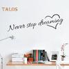 TOP-MART Never Stop Dreaming Inspirational Quotes Wall Decal Sticker Bedroom Home Decor
