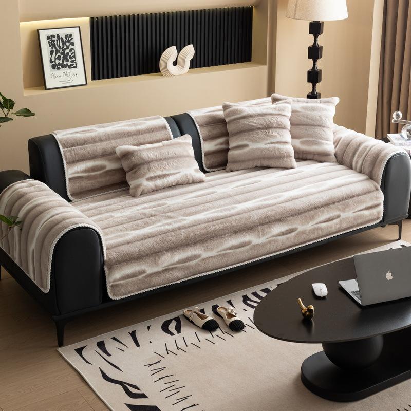 Imitation Mink Sofa Cushion Autumn And Winter Plush Seat Cushion Light Luxury High-Grade Leather Sofa Cover New Cover