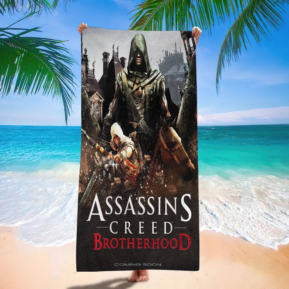 Игровое одеяло A-Assassins Creed из микрофибры, быстросохнущие пляжные полотенца, большого размера с принтом, супервпитывающее полотенце-одеяло для бассейна