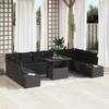 Garden Sofa Set with Cushions and Storage 11 pcs Black