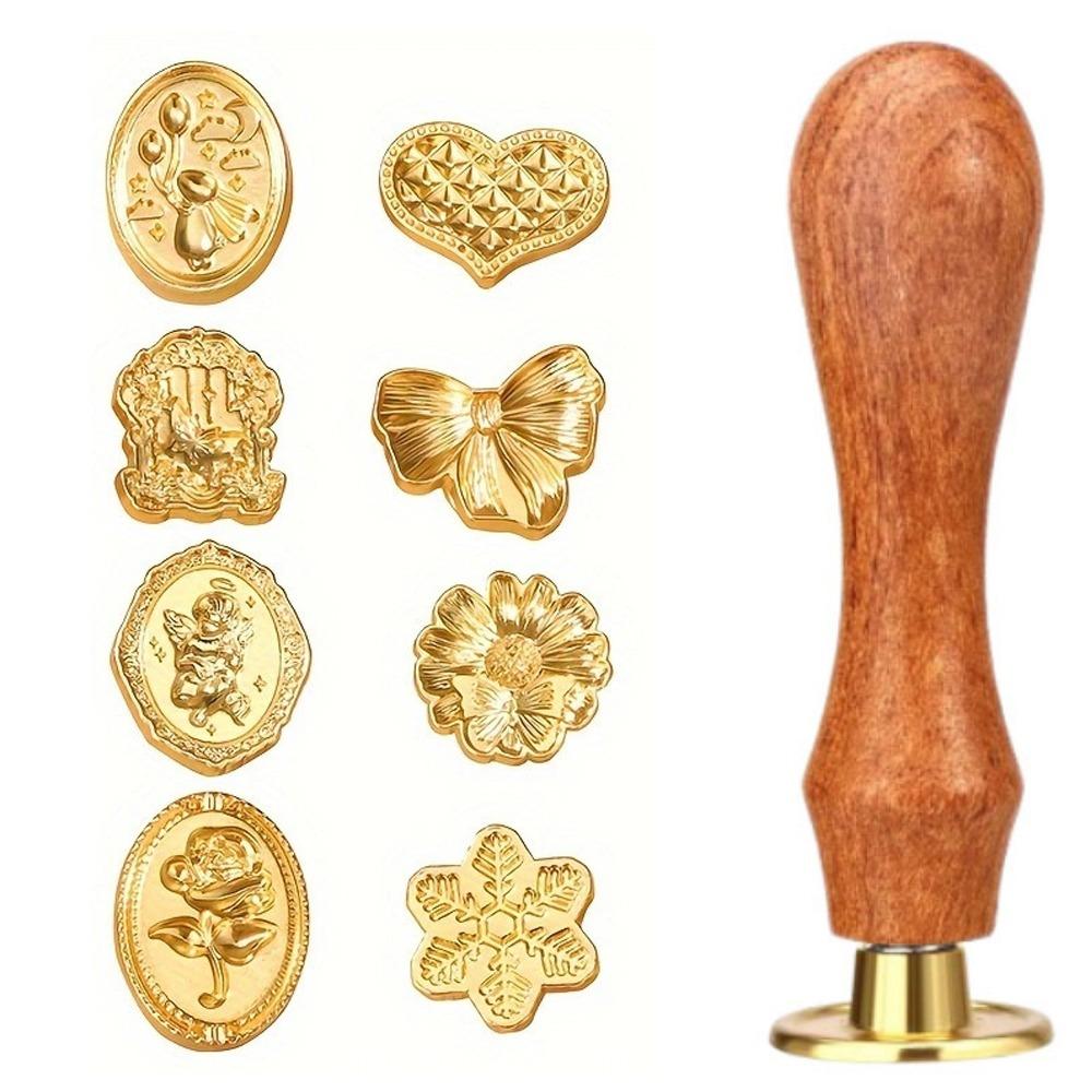 8/10/12Pcs Retro Wax Seal Stamp Head Kit Multishape Enamelled Seal Heads Gift Packing
