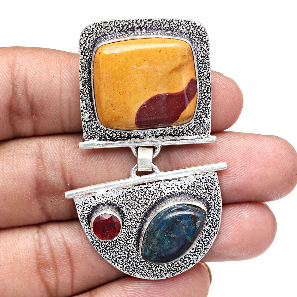 Серебряные ювелирные изделия из дикой лошадиной яшмы с драгоценными камнями 2,25 дюйма, подвески ручной работы
