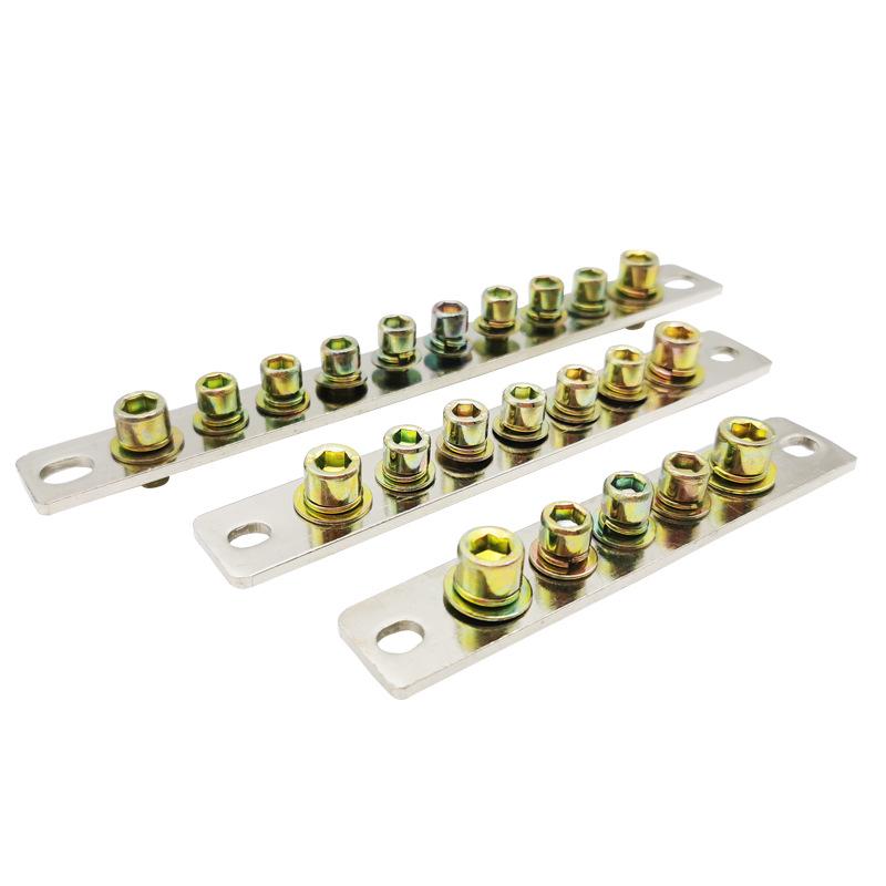 Nickel-Plated Copper Zero Ground Busbar Bridge (20 Wide, 5/7/10-Hole)