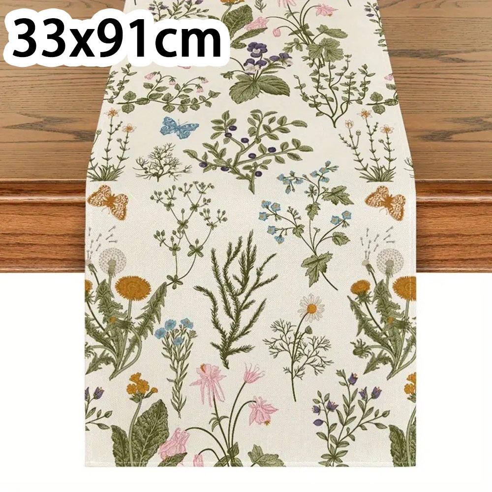 Floral Pattern Table Runner Linen Tea Table Decorative Cloth Fashion Flower Table Cloth