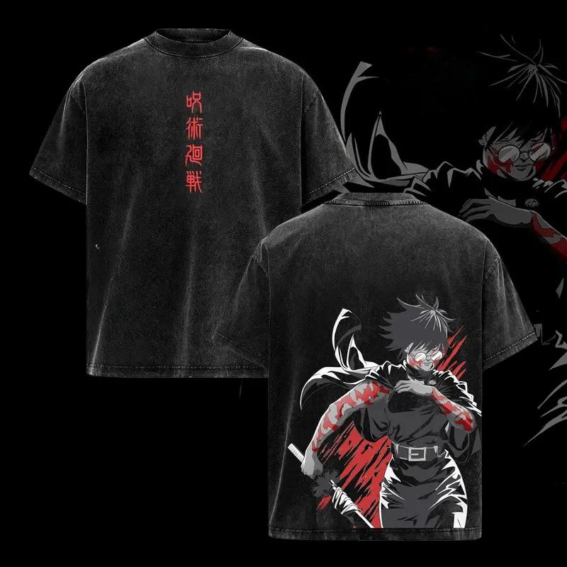 Zenin Maki Jujutsu Kaisen Anime Clothing Men Women Loose T-shirts Vintage Washed T Shirt Casual Cotton Tee Harajuku Male Tshirt