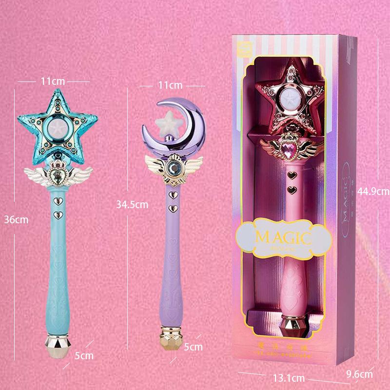 Lights Music Magic Wand Scepter Girl Toys Glitter Children'S Glowing Toys Moon Stars Fairy Stick