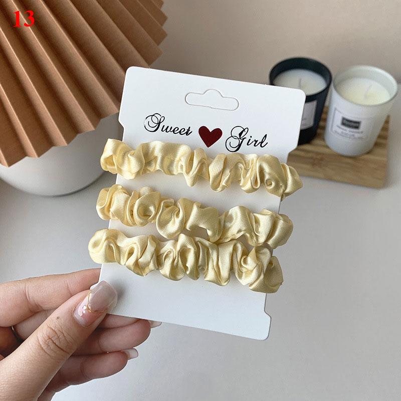 3Pcs/Set Silk Satin Solid Color Hair Ties Silky Scrunchies Set Women Simple Style Rubber Band Ponytail Holder Hair Accessories