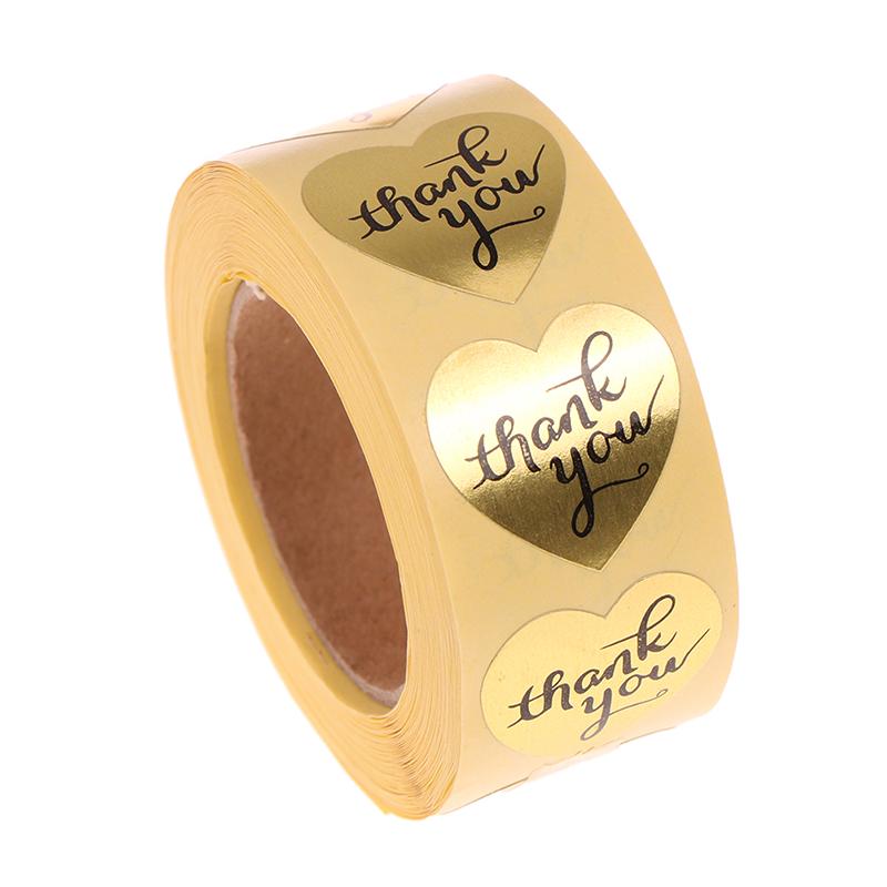 500 Thank You Stickers Mini Diy Craft Gold Heart Shaped Lables Wedding Favour