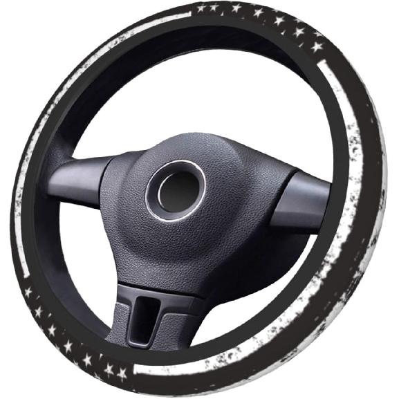 American Flag Steering Wheel Cover with 2 Car Coasters Non Slip Neoprene for Women Men Universal 15 Inch